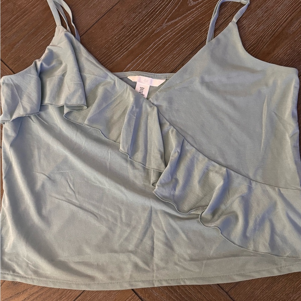 Light Blue/green Ruffled Women's Top - Picture 13 of 15